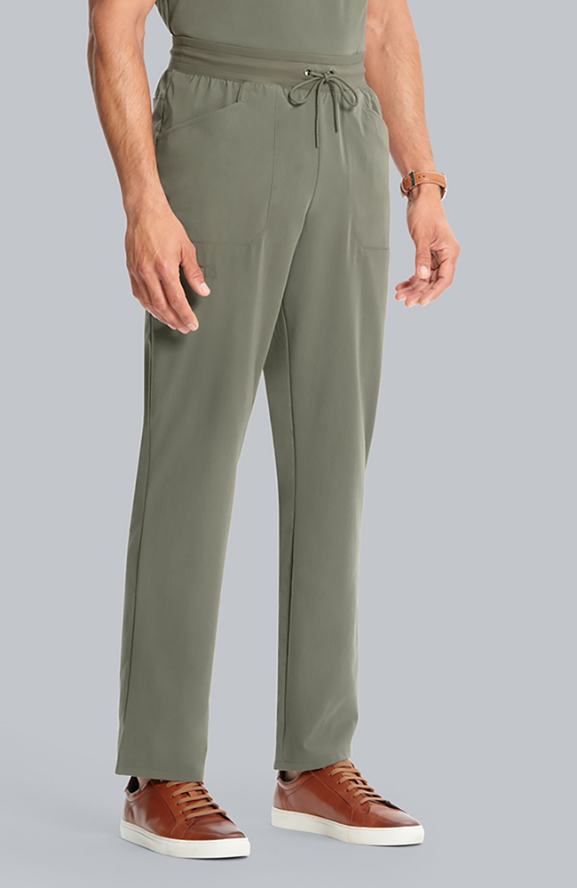 Men's Scrub Set: Cirrus Split Neck Top & Zephyr Straight Leg Pant, OLV Olive, large