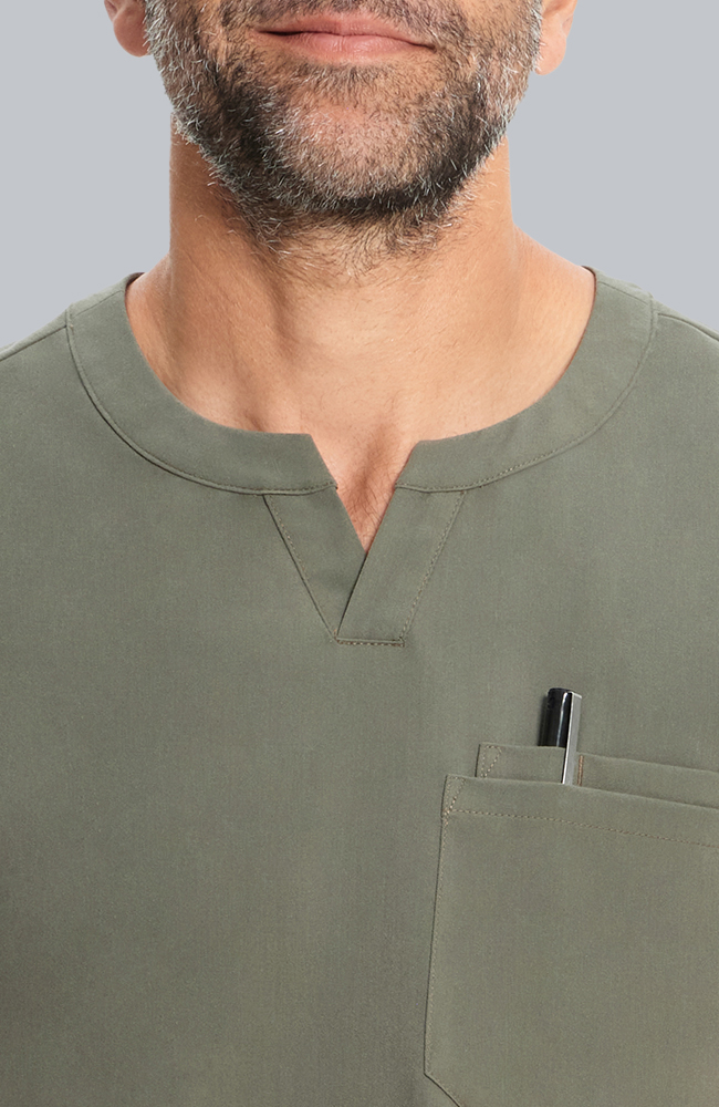 Men's Scrub Set: Cirrus Split Neck Top & Zephyr Straight Leg Pant, OLV Olive, large