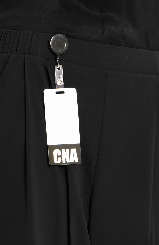 Women's Pleated Wide Leg Scrub Pant, BLK Black, large