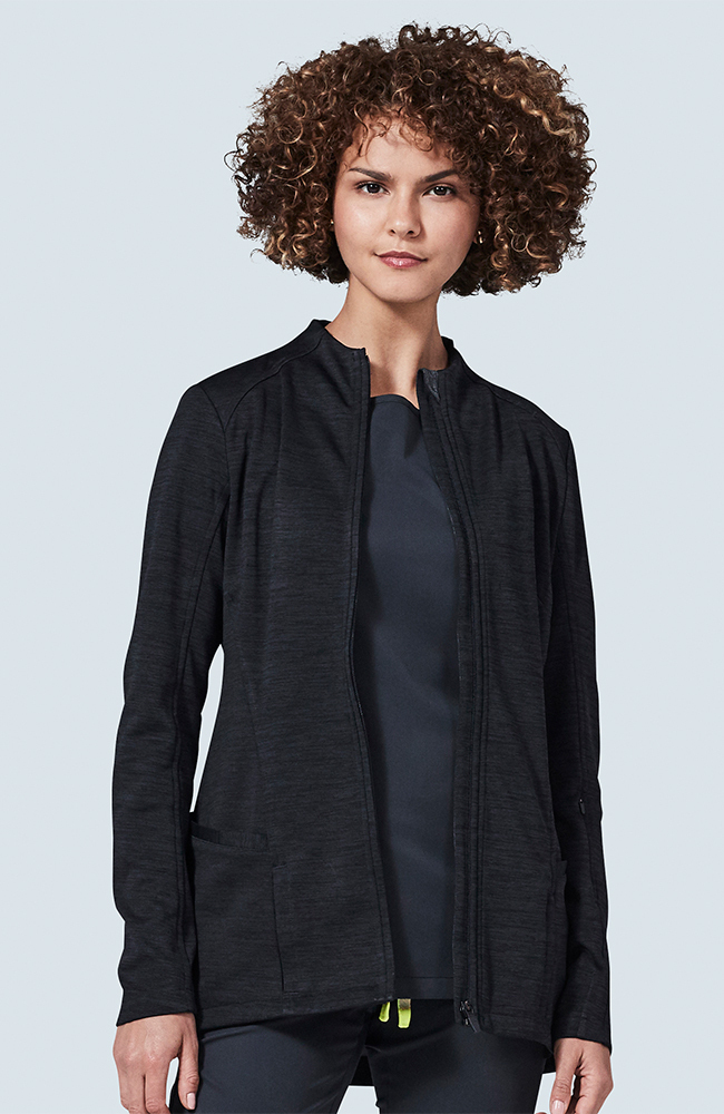 Women's Ionic Scrub Jacket, BLK Black, large