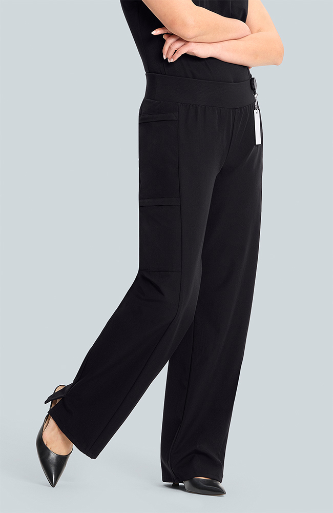 Women's Scrub Set: Taiga Welt Pocket Top & Anemone Straight Leg Pant, BLK Black, large
