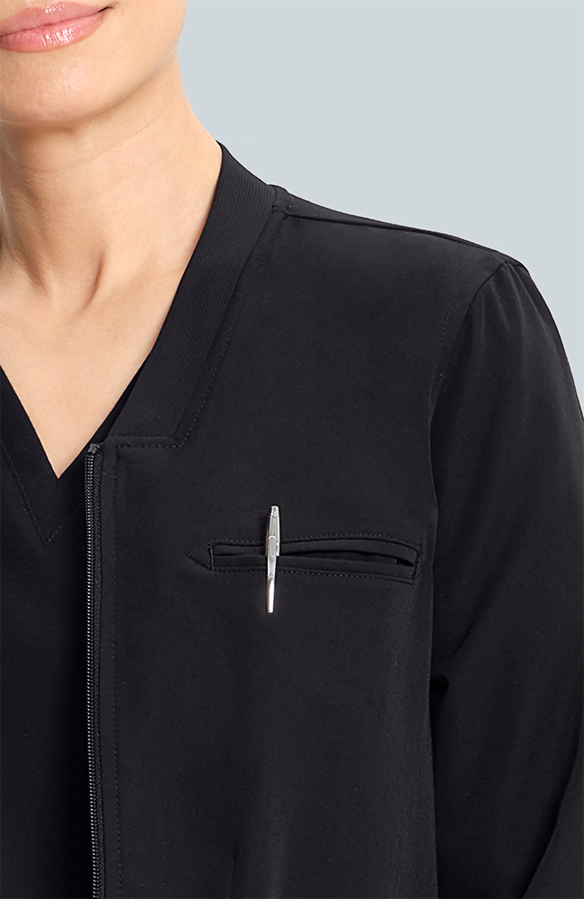 Women's Savannah 5-Pocket Scrub Jacket, BLK Black, large