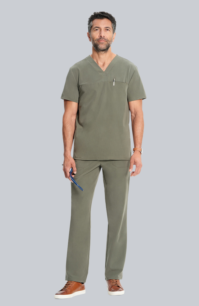 Men's Scrub Set: Vapor 3-Pocket Top &  Zephyr Straight Leg Pant, OLV Olive, large