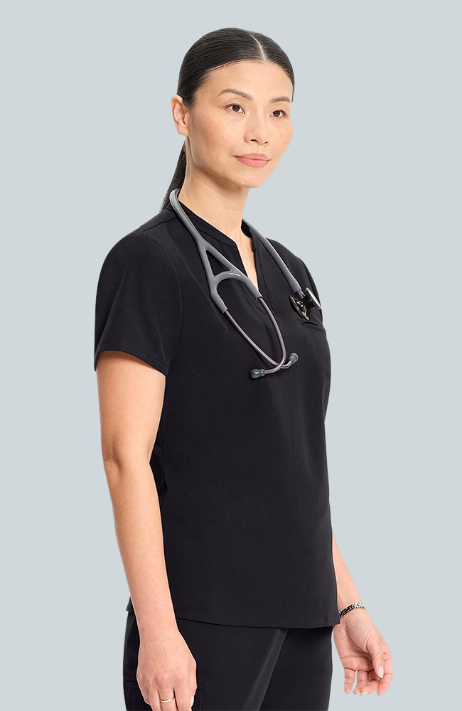 Women's Scrub Set: Taiga Welt Pocket Top & Anemone Straight Leg Pant, BLK Black, large