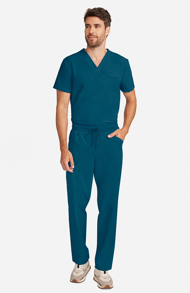 Men's Scrub Set: Vapor 3-Pocket Top &  Zephyr Straight Leg Pant, CAR Caribbean Blue, large