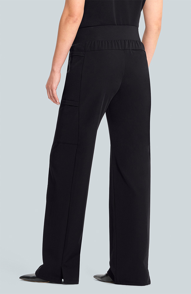 Women's Scrub Set: Flora 3-Pocket Top & Anemone Straight Leg Pant, BLK Black, large