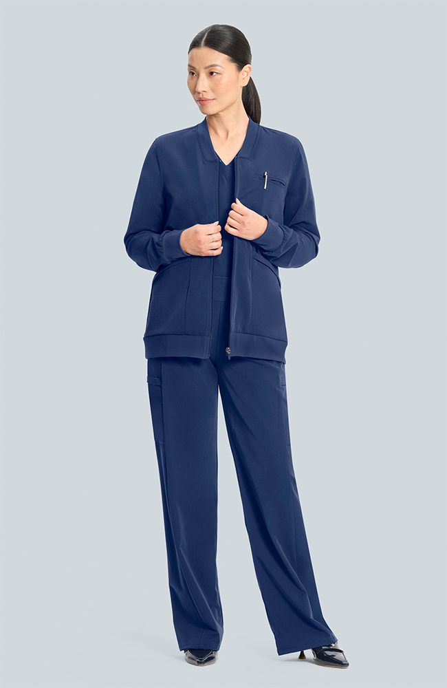 Women's Savannah 5-Pocket Scrub Jacket, NAV Navy, large