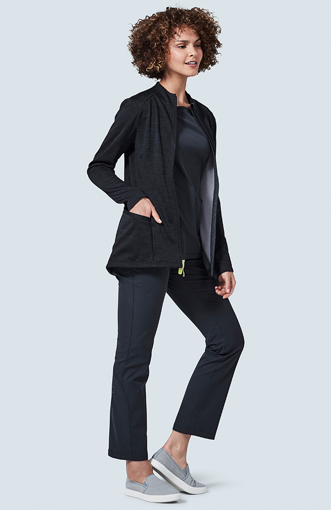 Women's Ionic Scrub Jacket, BLK Black, large