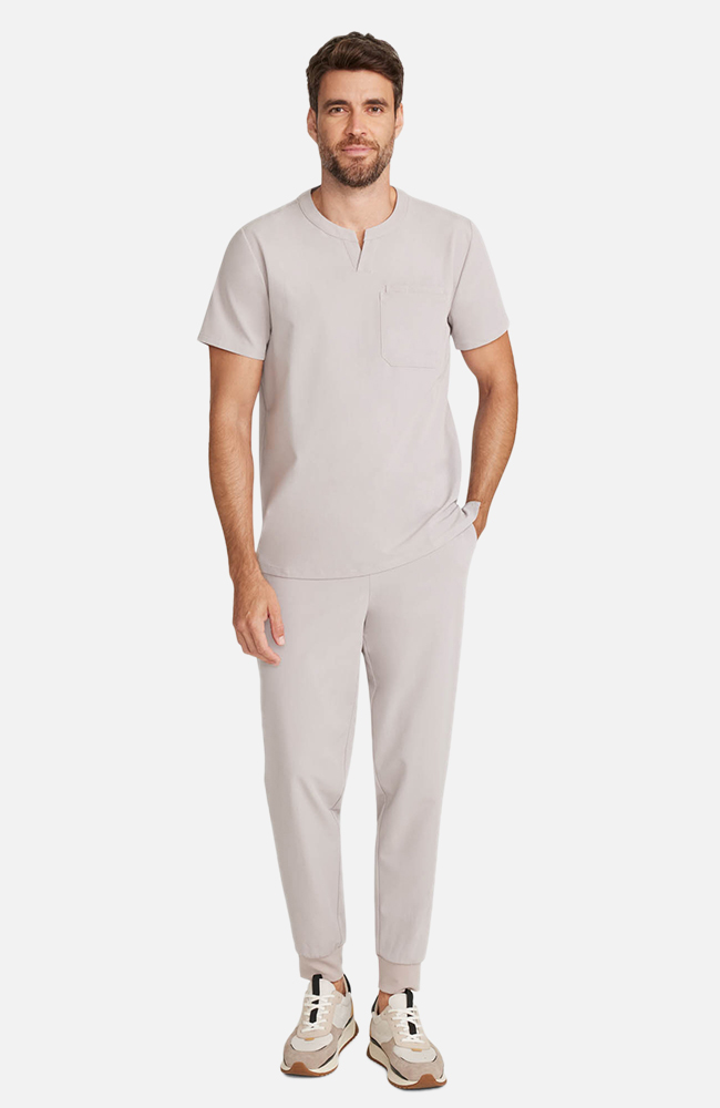 Men's Scrub Set: Cirrus Split Neck Top & Drift Jogger Pant, WMS Warm Stone, large