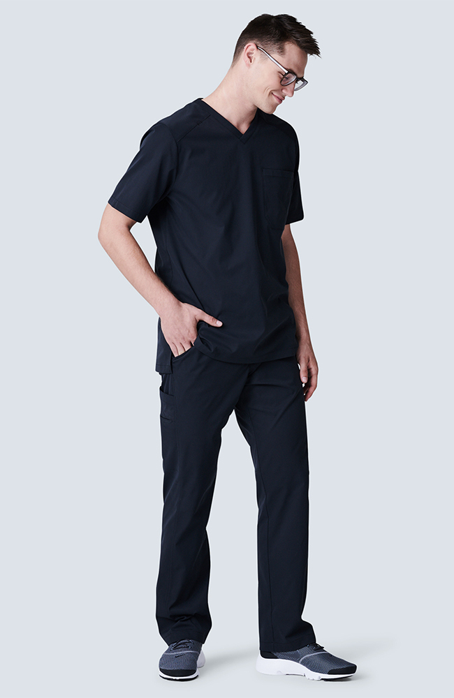 Men's Apex V-Neck Scrub Top, BLK Black, large