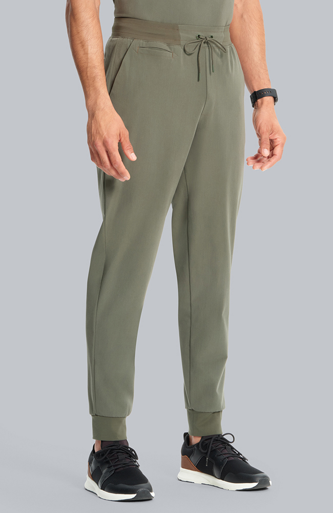 Men's Scrub Set: Cirrus Split Neck Top & Drift Jogger Pant, OLV Olive, large