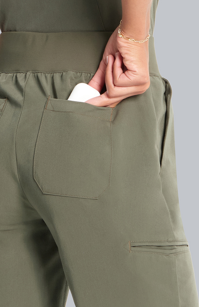 Women's Scrub Set: Flora 3-Pocket Top & Straight Leg Ankle Pant, OLV Olive, large
