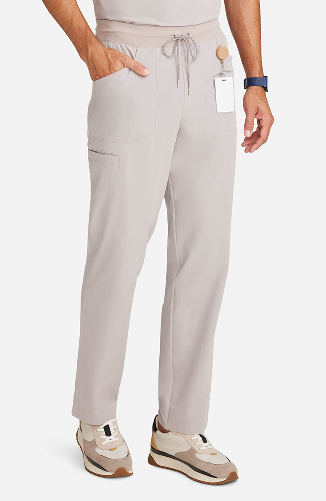 Men's Scrub Set: Cirrus Split Neck Top & Zephyr Straight Leg Pant, WMS Warm Stone, large