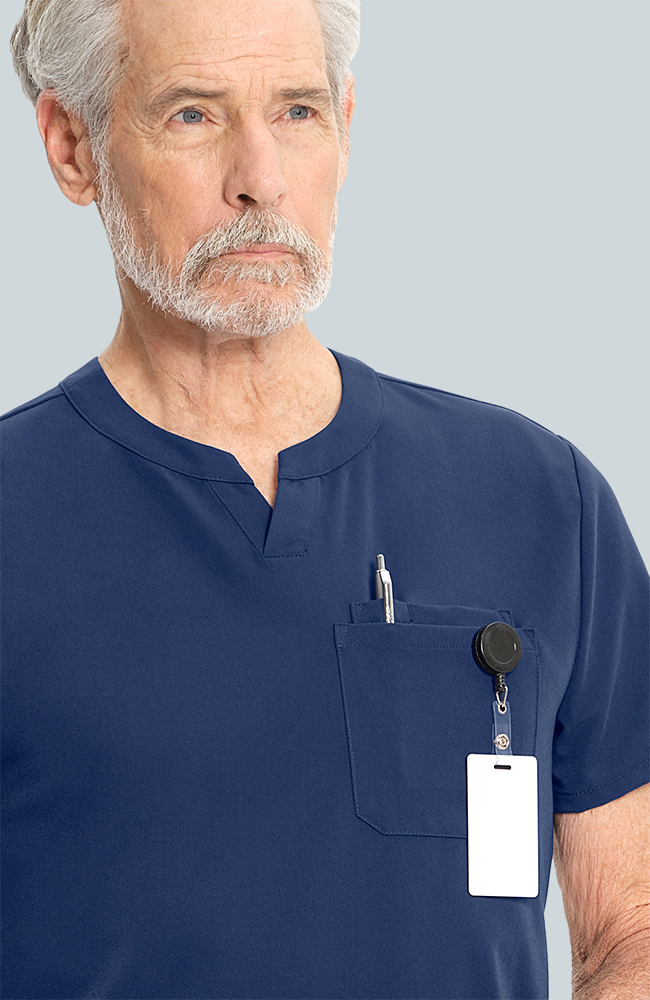 Men's Scrub Set: Cirrus Split Neck Top & Zephyr Straight Leg Pant, NAV Navy, large