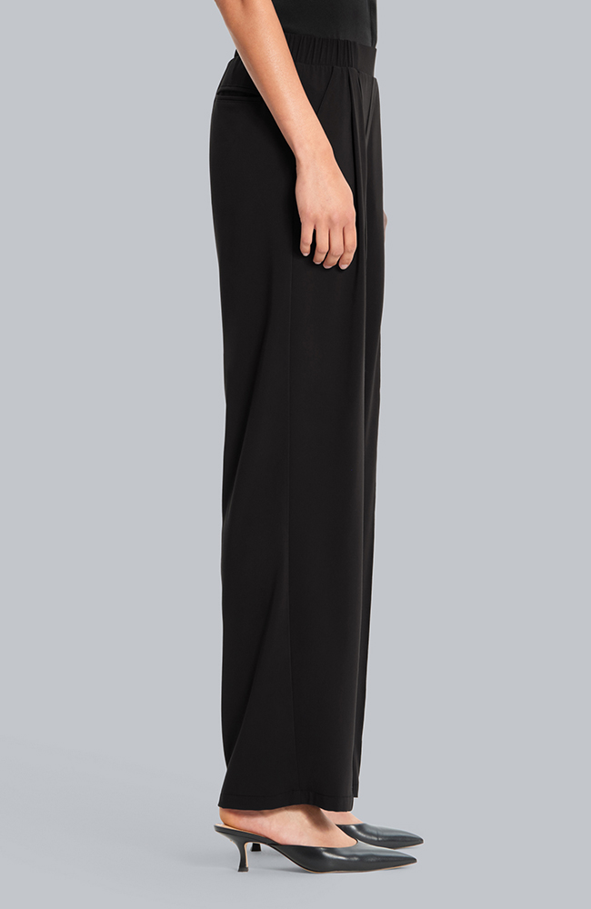 Women's Pleated Wide Leg Scrub Pant, BLK Black, large