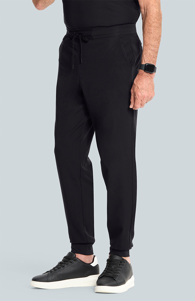 Men's Scrub Set: Cirrus Split Neck Top & Drift Jogger Pant, BLK Black, large