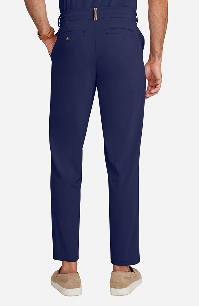 Men's Scrub Set: Rib Collar Henley Top & Cuffed Trouser Pant, NAV Navy, large