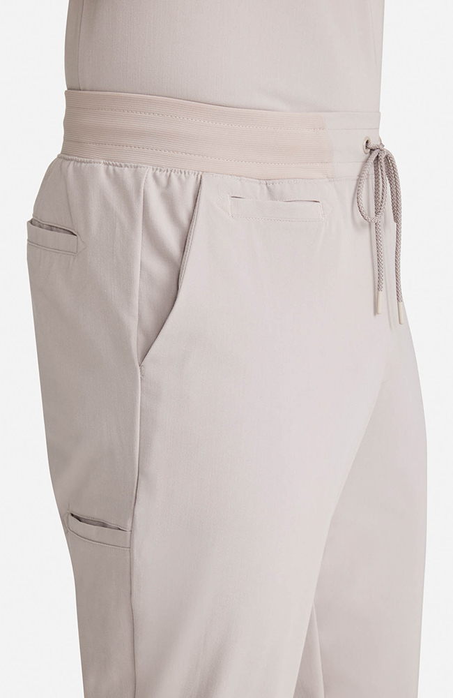 Men's Scrub Set: Cirrus Split Neck Top & Drift Jogger Pant, WMS Warm Stone, large
