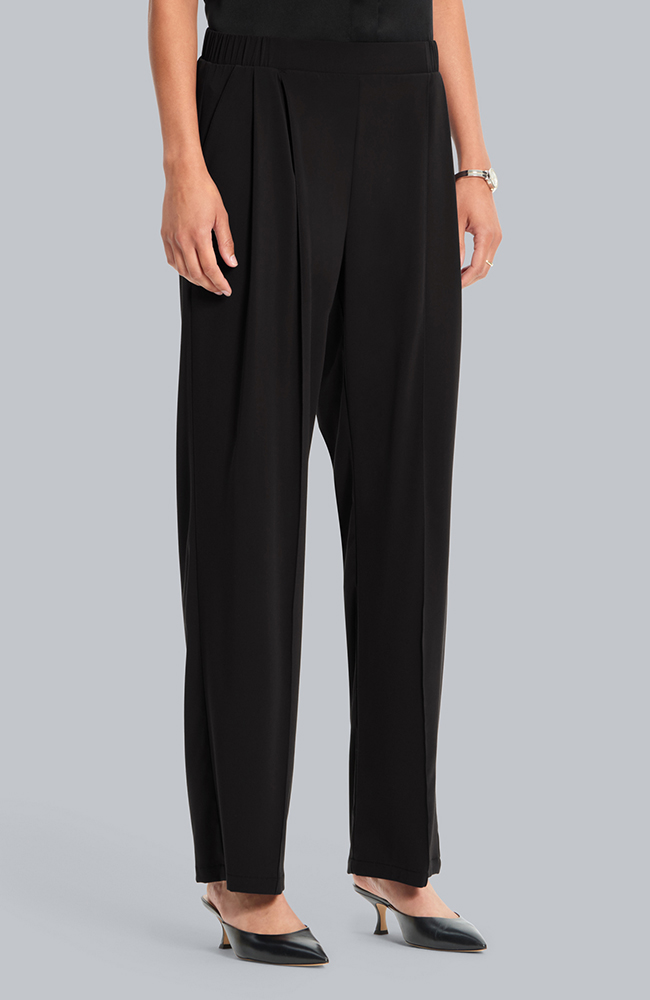 Women's Pleated Wide Leg Scrub Pant, BLK Black, large