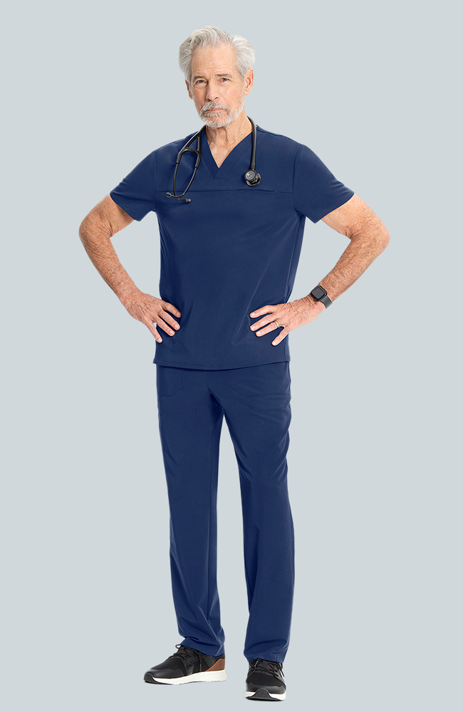 Men's Scrub Set: Vapor 3-Pocket Top &  Zephyr Straight Leg Pant, NAV Navy, large