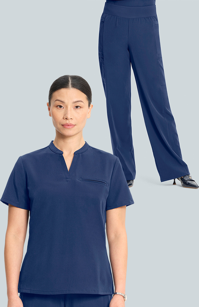 Women's Scrub Set: Taiga Welt Pocket Top & Anemone Straight Leg Pant, NAV Navy, large