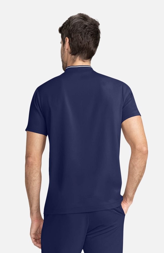 Men's Scrub Set: Rib Collar Henley Top & Cuffed Trouser Pant, NAV Navy, large