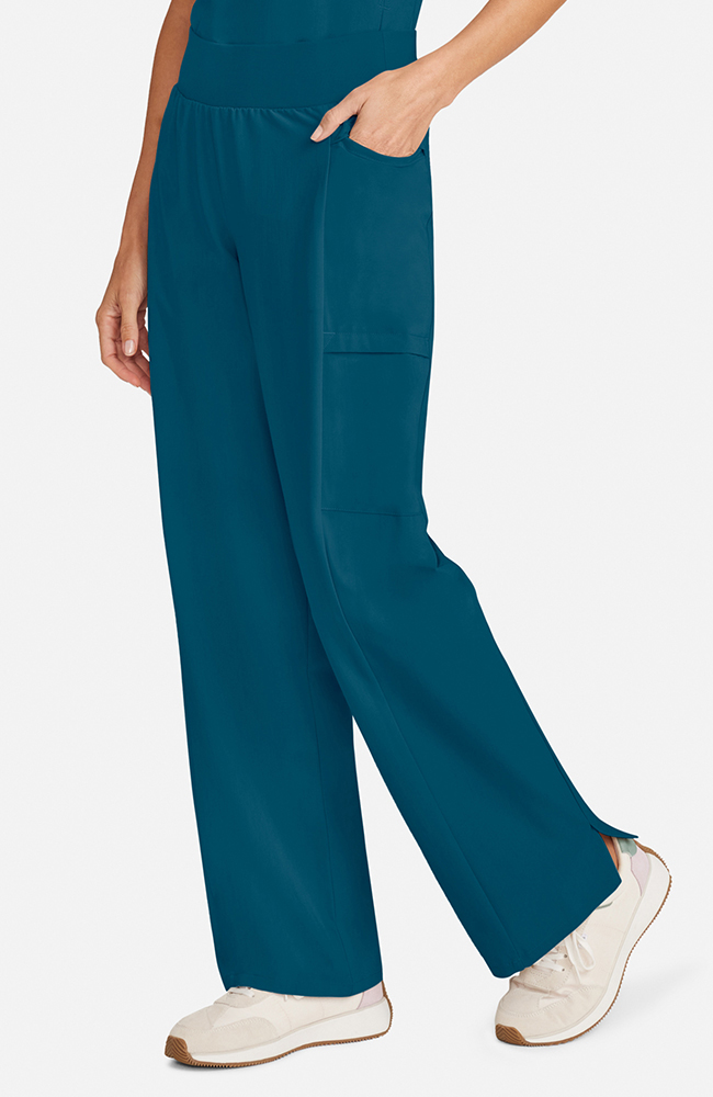 Women's Scrub Set: Flora 3-Pocket Top & Anemone Straight Leg Pant, CAR Caribbean Blue, large