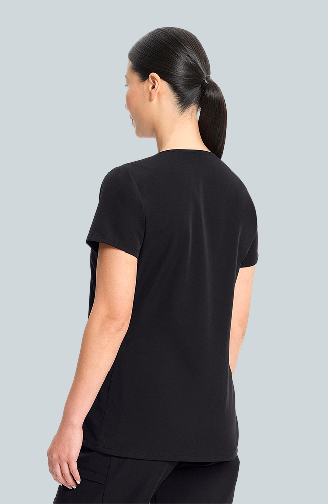 Women's Scrub Set: Flora 3-Pocket Top & Anemone Straight Leg Pant, BLK Black, large