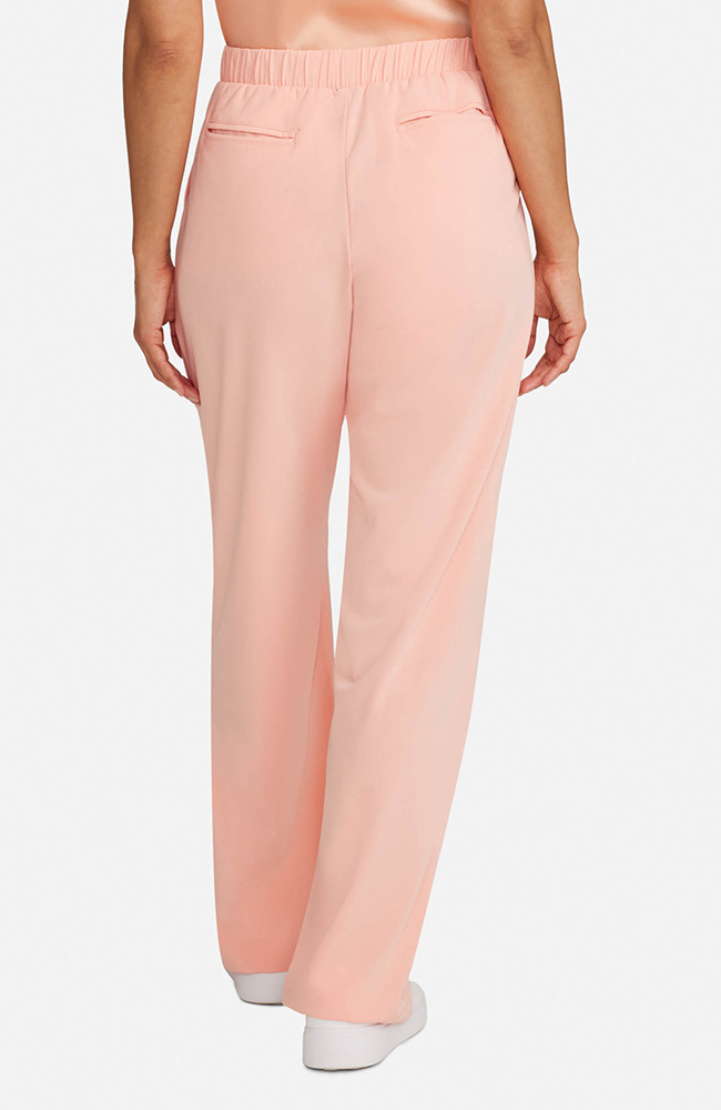 Women's Scrub Set: Silk Stand Collar Top & Pleated Wide Leg Pant, BKC Black With Cranberry Trim, large