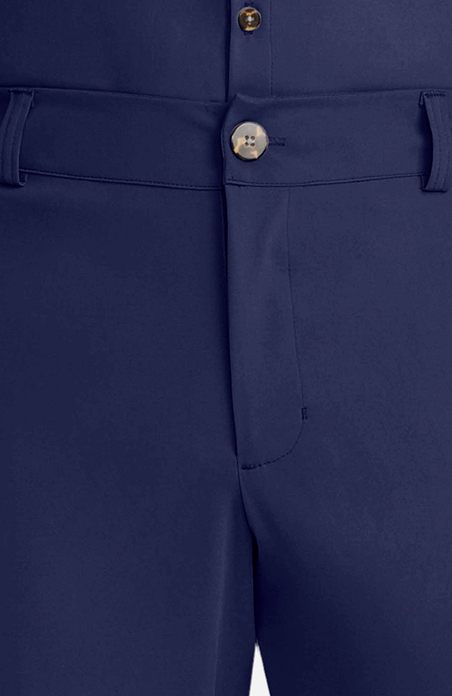Men's Scrub Set: Rib Collar Henley Top & Cuffed Trouser Pant, NAV Navy, large