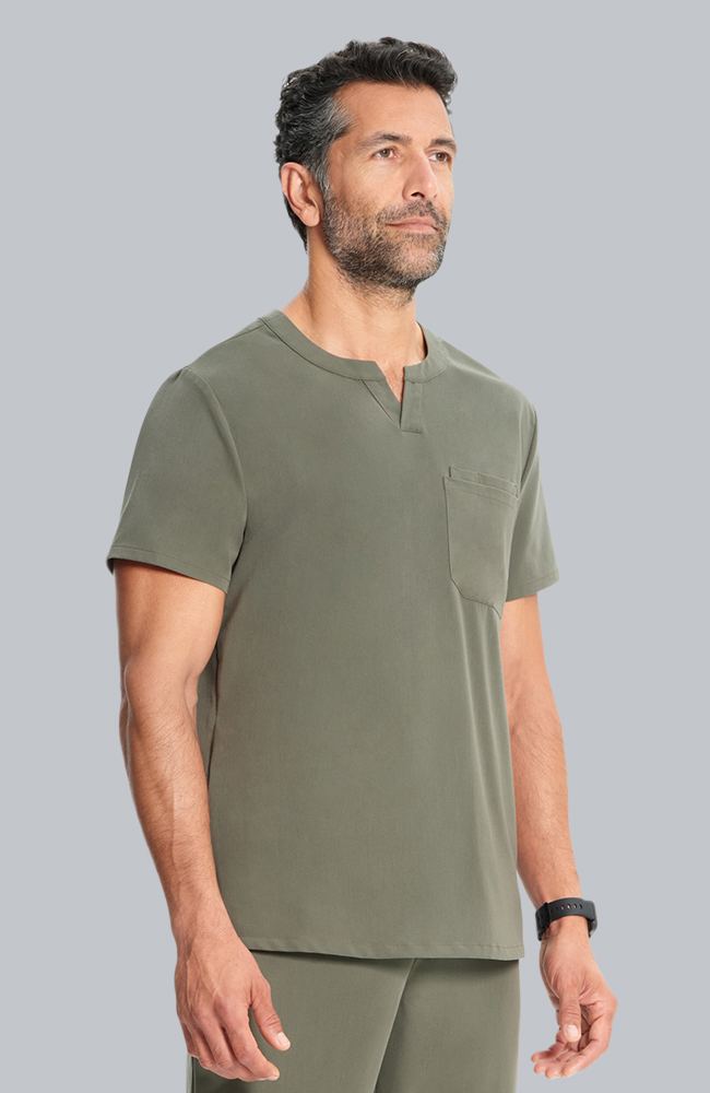 Men's Scrub Set: Cirrus Split Neck Top & Zephyr Straight Leg Pant, OLV Olive, large