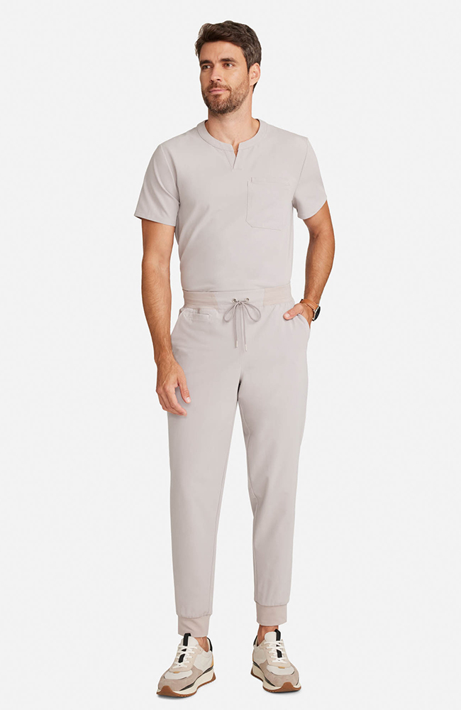 Men's Scrub Set: Cirrus Split Neck Top & Drift Jogger Pant, WMS Warm Stone, large