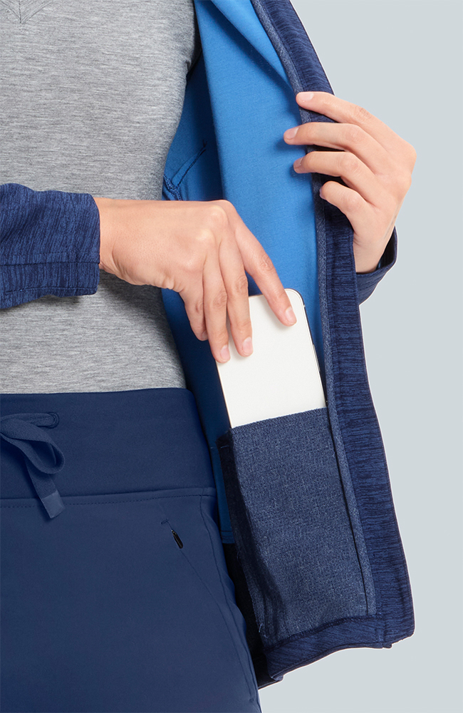 Women's Ionic Scrub Jacket, NAV Navy Blue, large