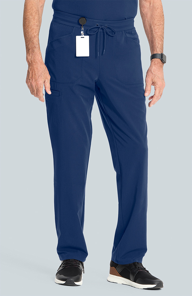Men's Scrub Set: Cirrus Split Neck Top & Zephyr Straight Leg Pant, NAV Navy, large