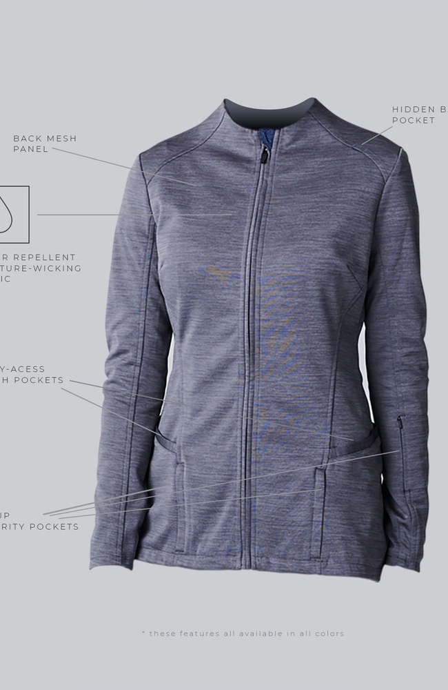 Women's Ionic Scrub Jacket, NAV Navy Blue, large