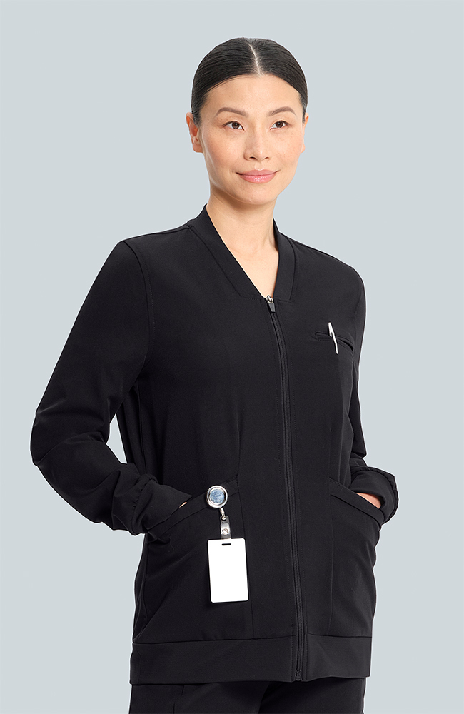 Women's Savannah 5-Pocket Scrub Jacket, BLK Black, large