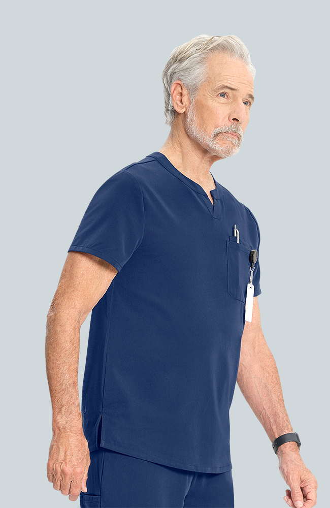 Men's Scrub Set: Cirrus Split Neck Top & Zephyr Straight Leg Pant, NAV Navy, large
