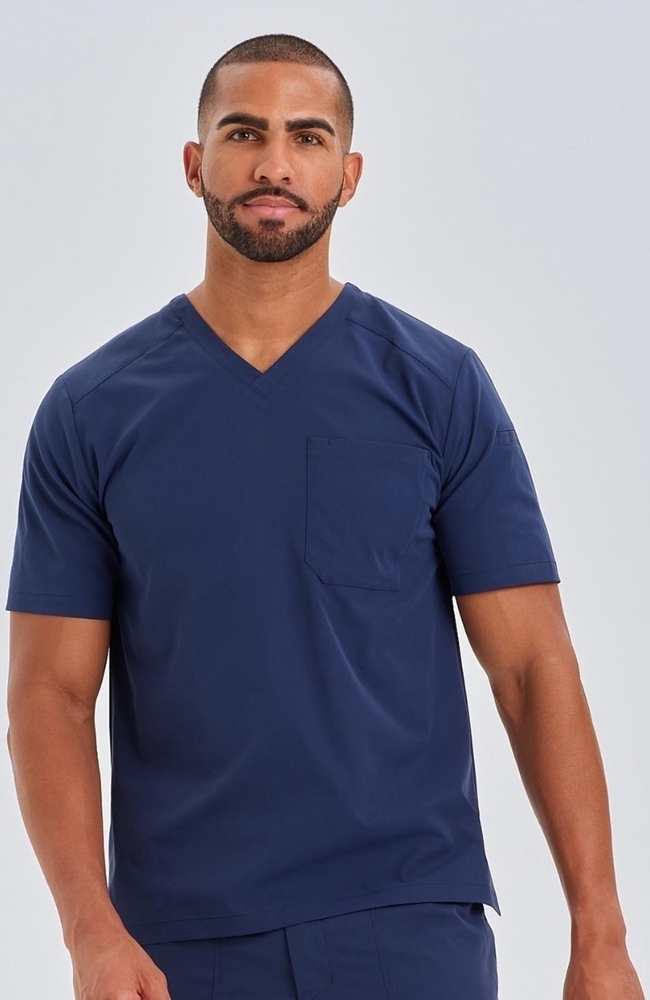 Men's Apex V-Neck Scrub Top, NAV Navy Blue, large
