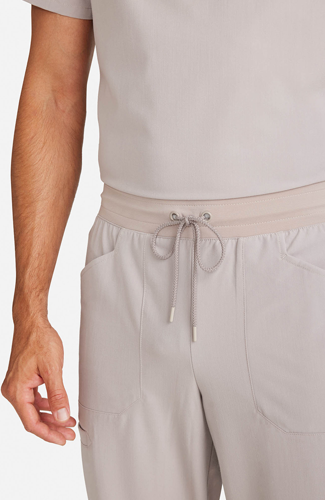 Men's Scrub Set: Cirrus Split Neck Top & Zephyr Straight Leg Pant, WMS Warm Stone, large