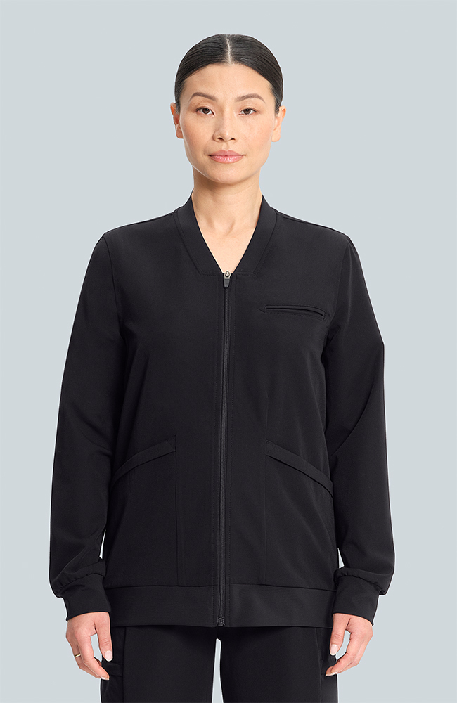 Women's Savannah 5-Pocket Scrub Jacket, BLK Black, large