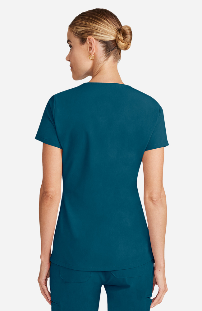 Women's Scrub Set: Flora 3-Pocket Top & Straight Leg Ankle Pant, CAR Caribbean Blue, large