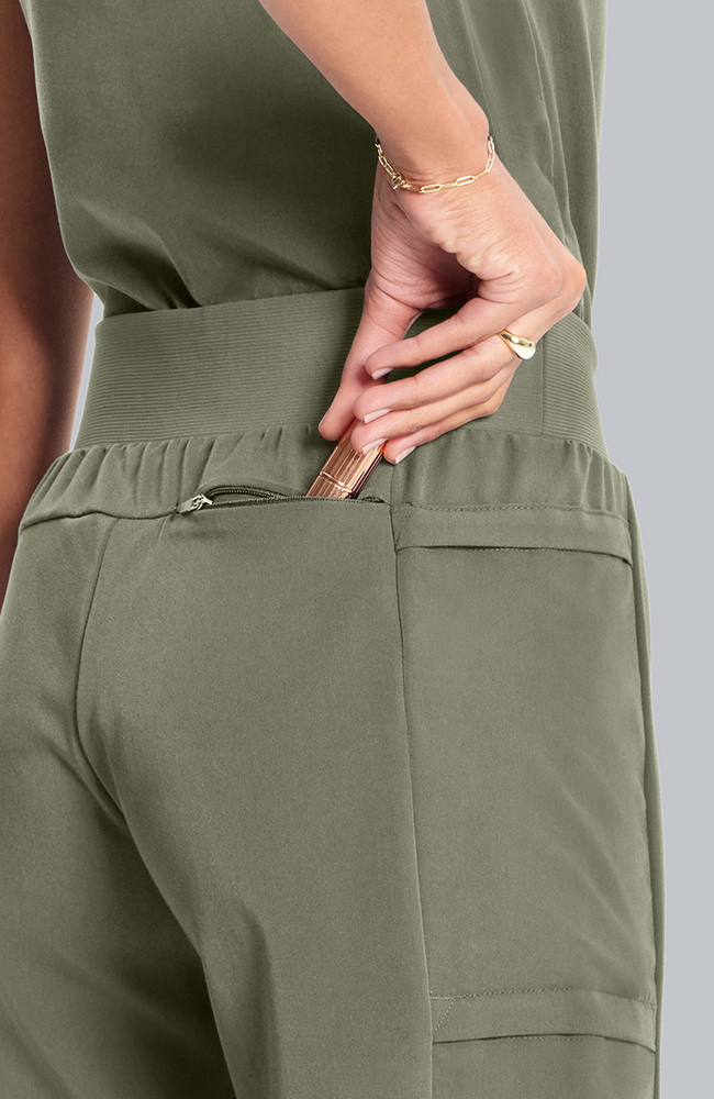 Women's Scrub Set: Flora 3-Pocket Top & Anemone Straight Leg Pant, OLV Olive, large