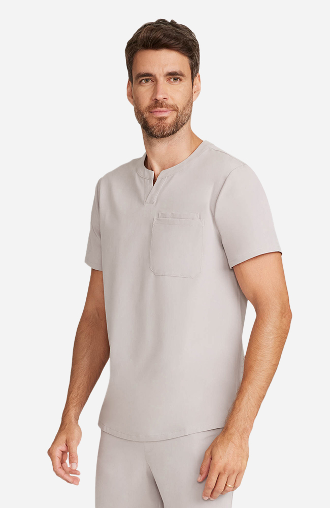 Men's Scrub Set: Cirrus Split Neck Top & Zephyr Straight Leg Pant, WMS Warm Stone, large